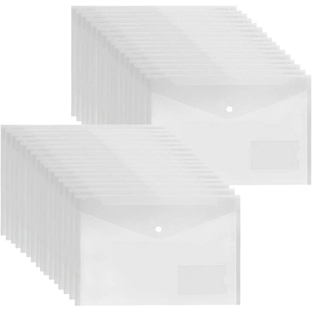 Clear Plastic Wallets - 36 Pack A4 Plastic Folders With Label Pocket