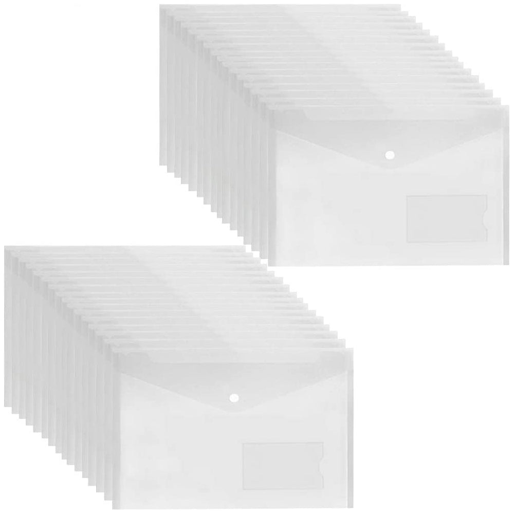 Clear Plastic Wallets - 36 Pack A5 Plastic Folders With Label Pocket