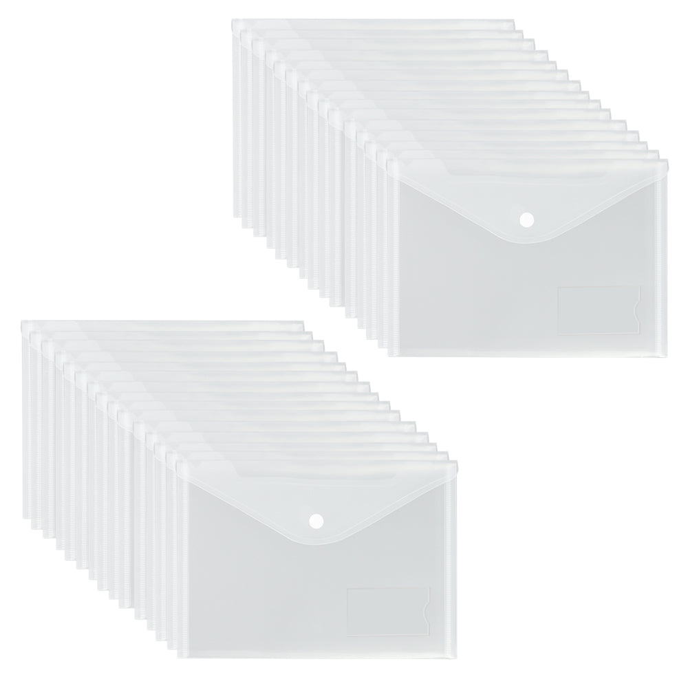 Clear Plastic Wallets - 30 Pack A5 Plastic Folders With Label Pocket
