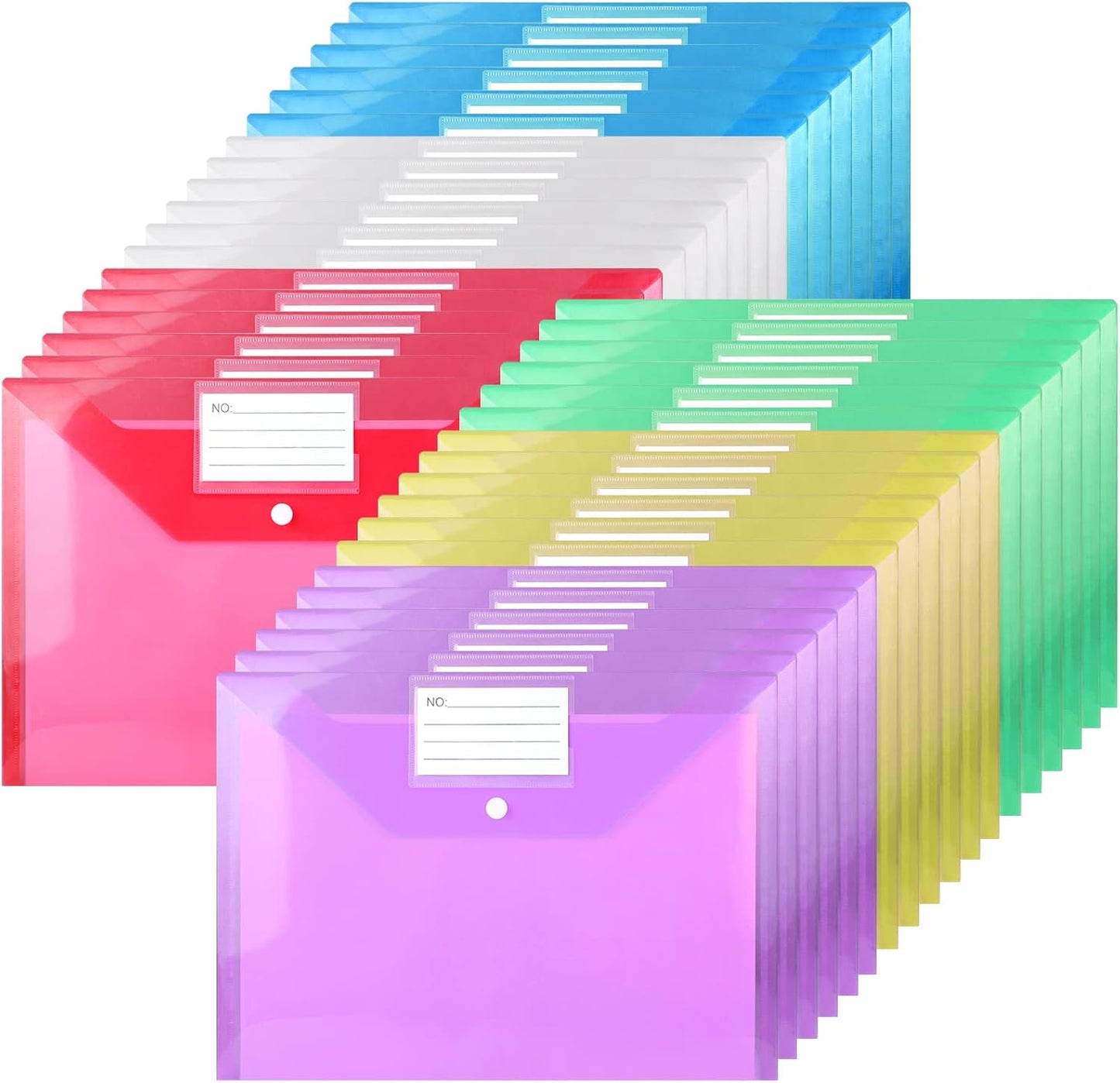 Plastic Wallets - 36 Pack A4 Plastic Folders With Card Label