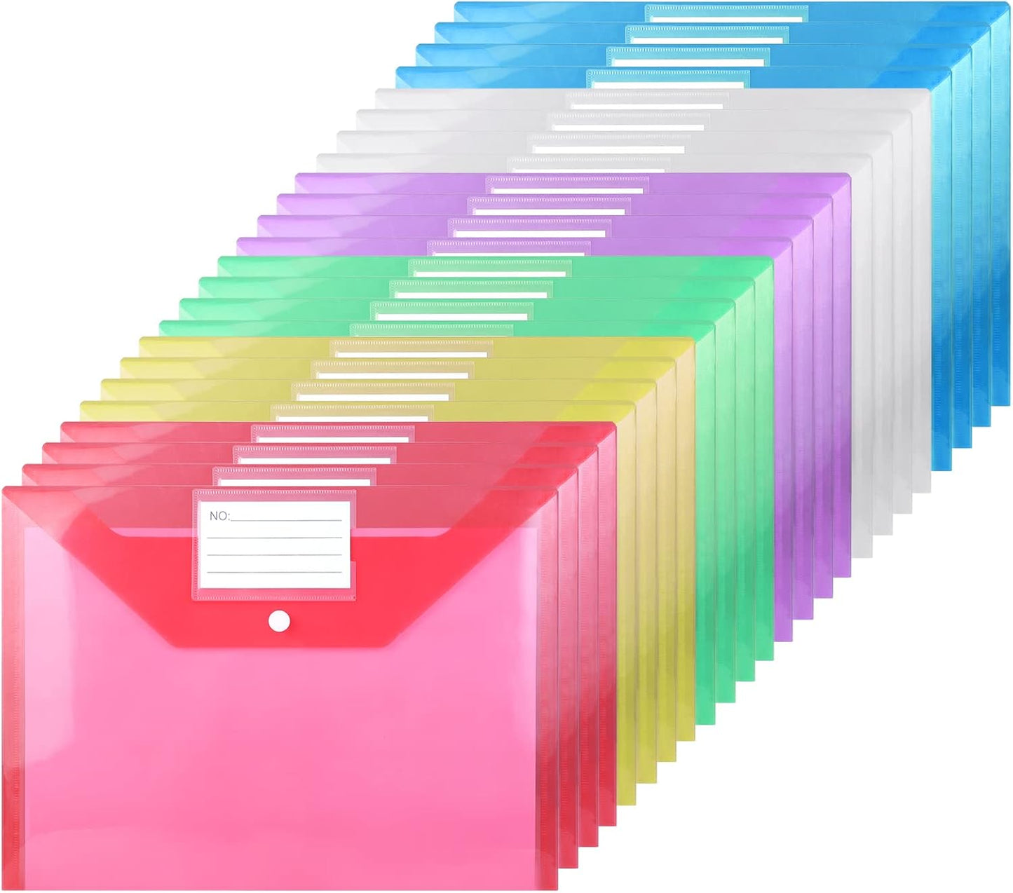 Plastic Wallets - 24 Pack A4 Plastic Folders With Card Label
