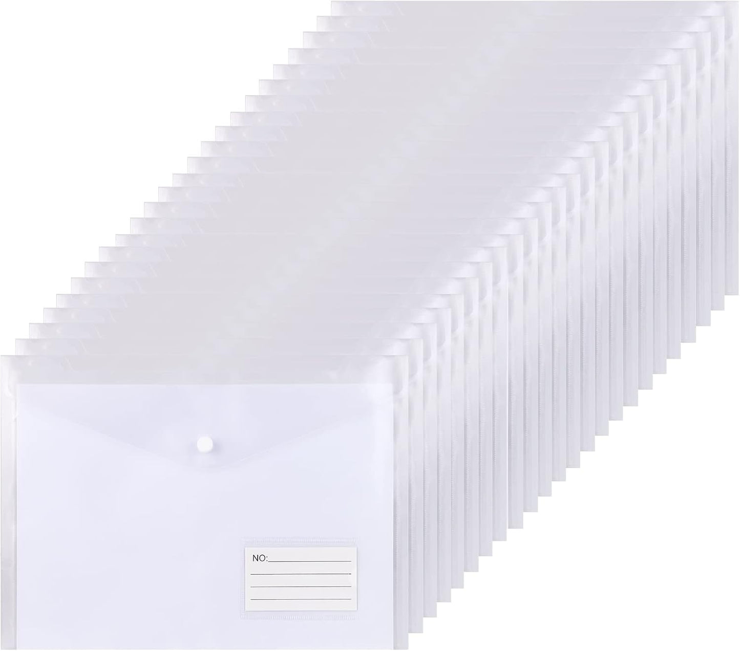 Clear Plastic Wallets - 24 Pack A4 Plastic Folders With Card Label