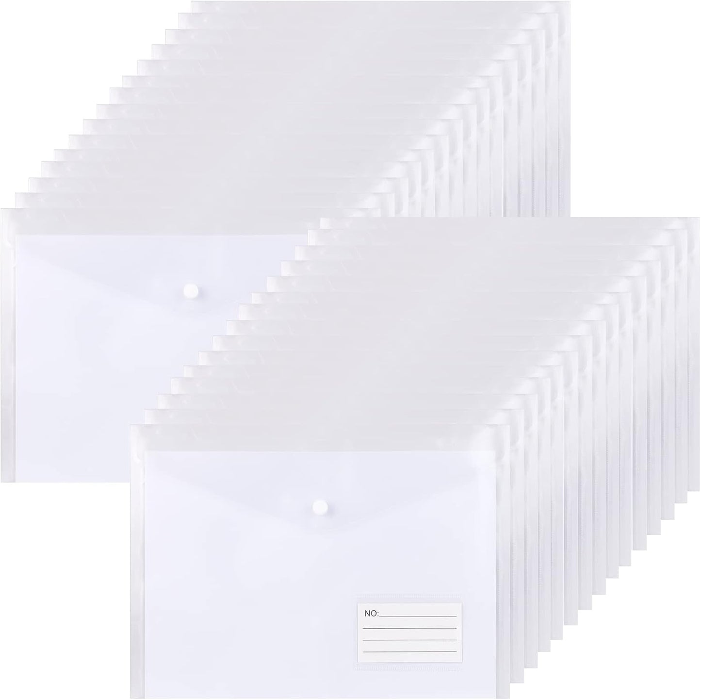 Clear Plastic Wallets - 30 Pack A4 Plastic Folders With Card Label