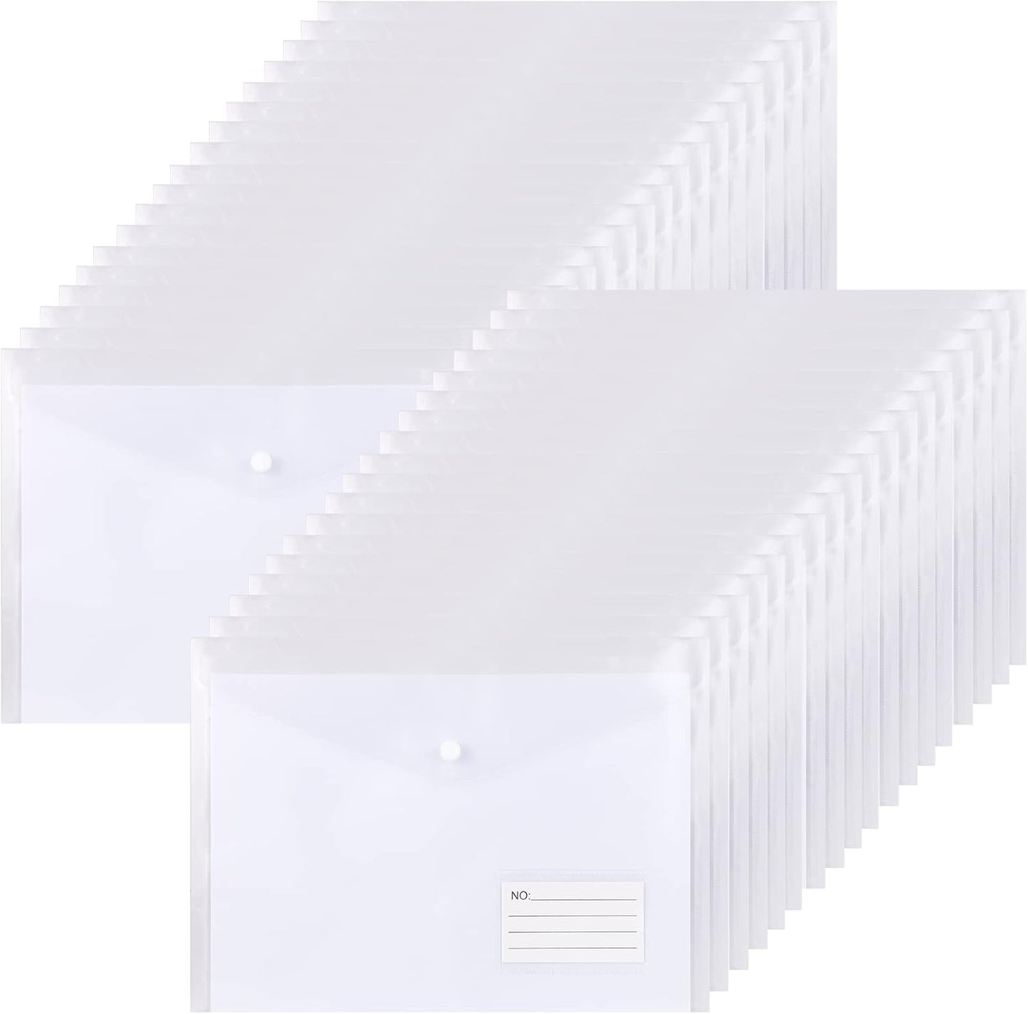 Clear Plastic Wallets - 36 Pack A4 Plastic Folders With Card Label