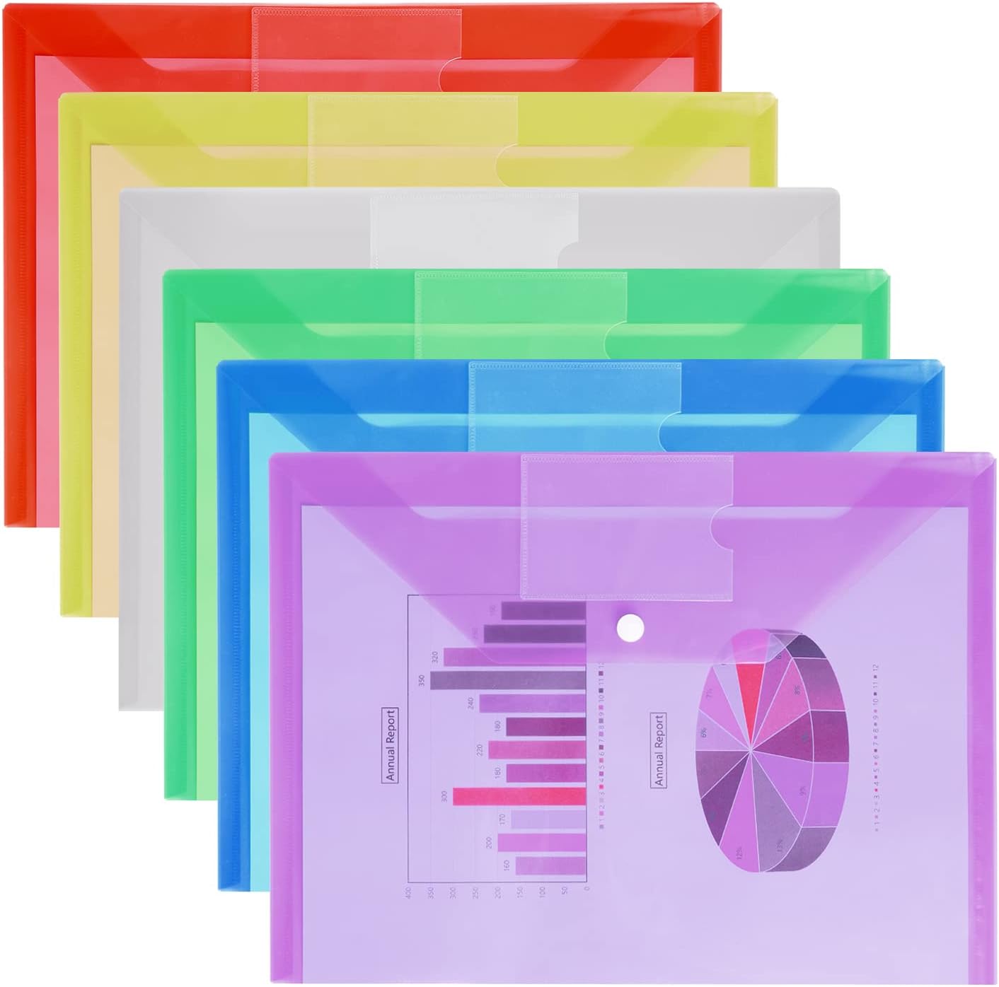 Plastic Wallets - 6 Pack A4 Plastic Folders