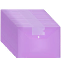 Purple Plastic Wallets - A4 Plastic Folders with Popper Wallet Document Folder 30 Pack