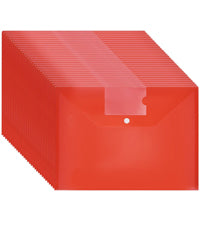 Red Plastic Wallets - A4 Plastic Folders with Popper Wallet Document Folder 30 Pack