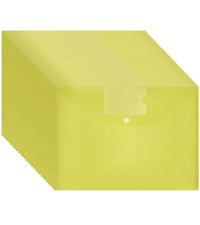 Yellow Plastic Wallets - A4 Plastic Folders with Popper Wallet Document Folder 30 Pack