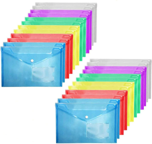 A5 Plastic Wallet 24 Pcs -File Folders Document Wallets Plastic