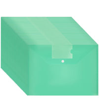 Green Plastic Wallets - A4 Plastic Folders with Popper Wallet Document Folder 30 Pack